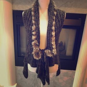 Adorable sweater vest with Faux fur trim by Jack